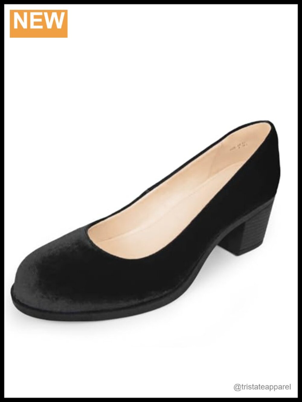 Velvet Slip-On Low Block Heel Round Toe Mary Jane Pumps